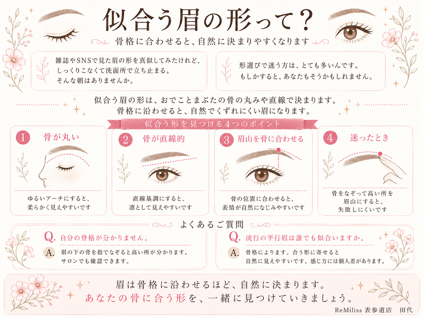 おでこ・まぶたの骨で分かる 似合う眉の形
