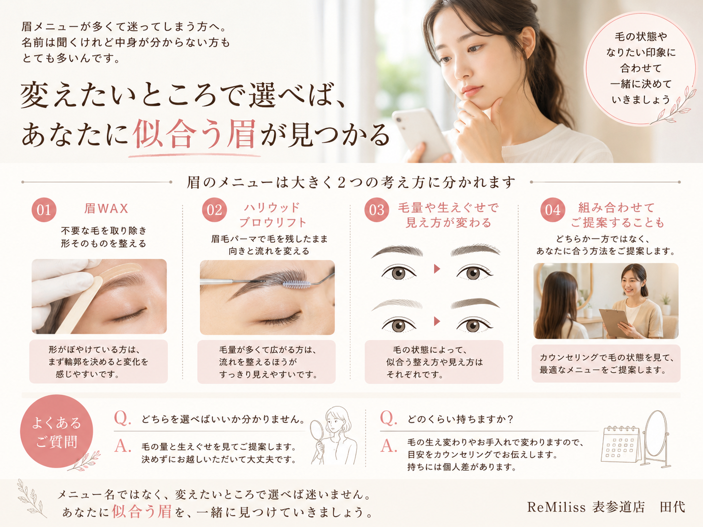 眉WAXとハリウッドブロウリフトの違い