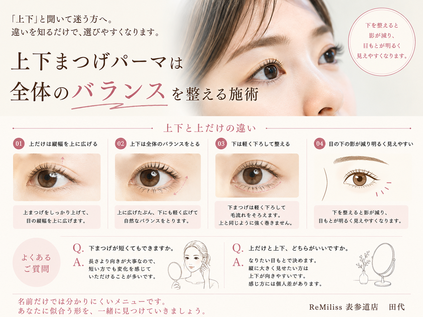 上下まつげパーマとは 上だけとの違い